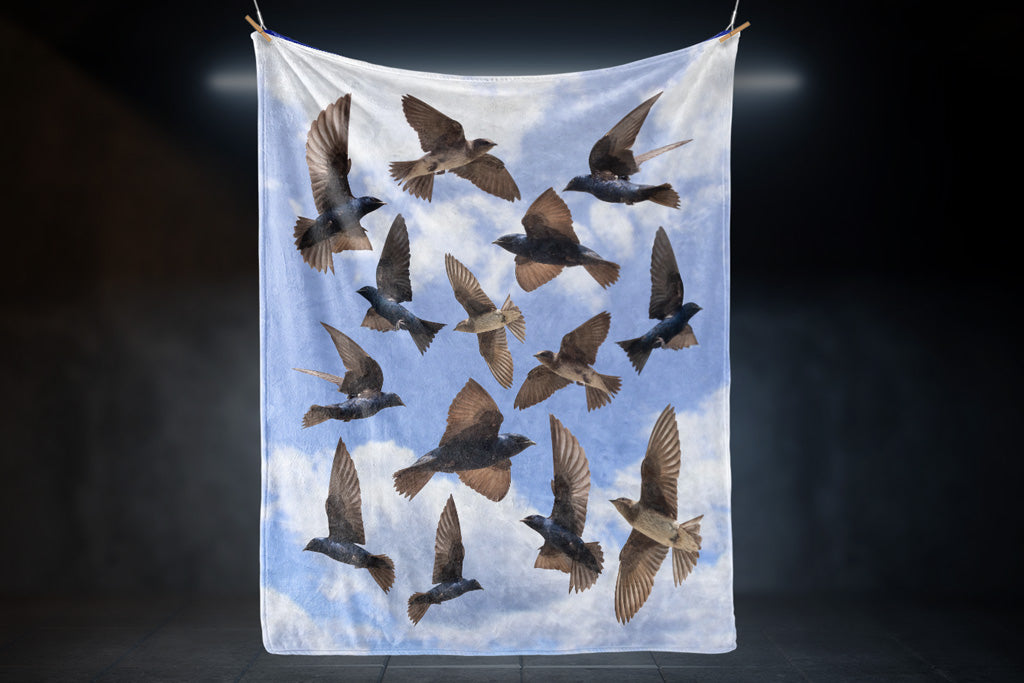 Plush Blanket - Purple Martins in Flight