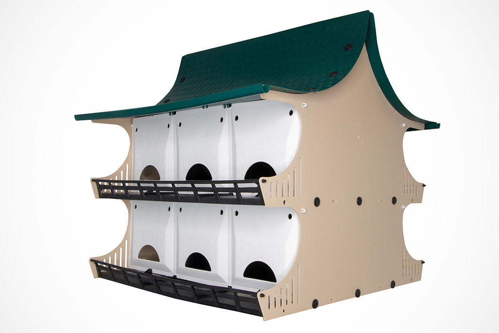 12 Family Purple Martin Bird House - Green & Tan