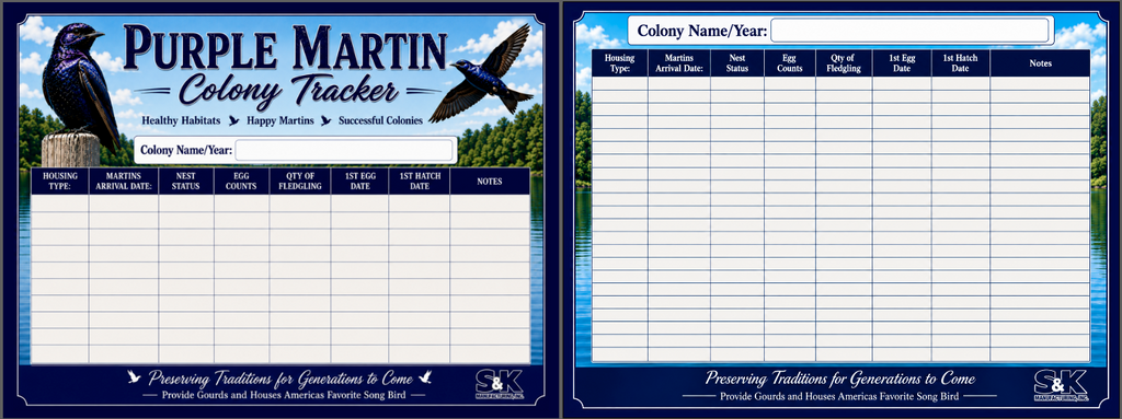 Purple Martin Colony Tracker Sign 24x18 /w Stake