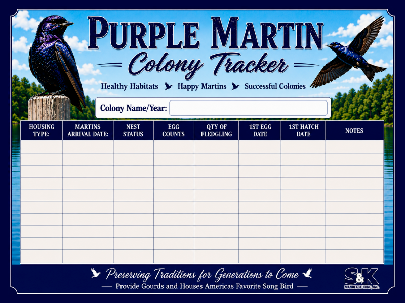 Purple Martin Colony Tracker Sign 24x18 /w Stake