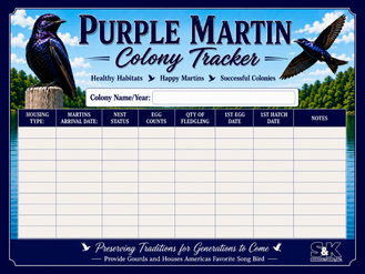 Purple Martin Colony Tracker Sign 24x18 /w Stake